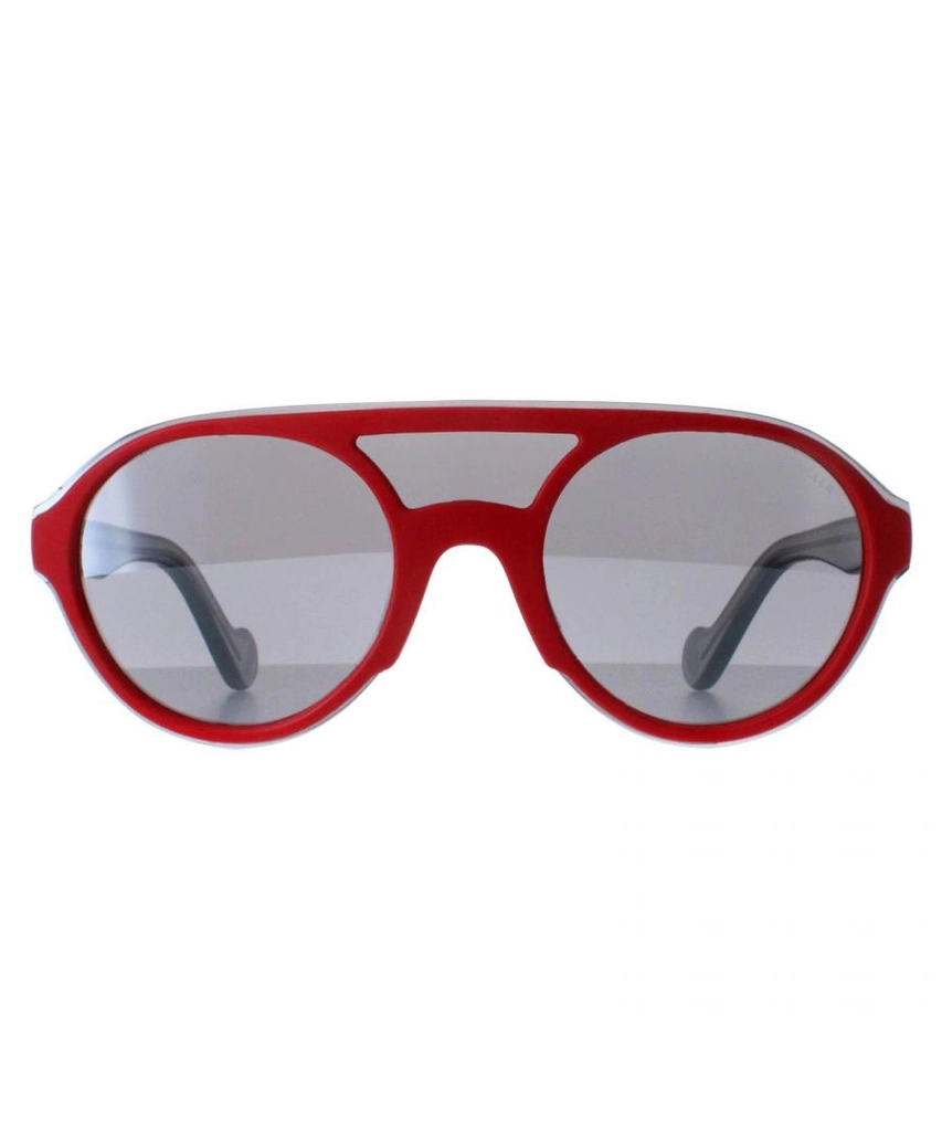 Moncler Round Unisex Shiny Red and Grey Transparent Mirror ML0052 - One Size