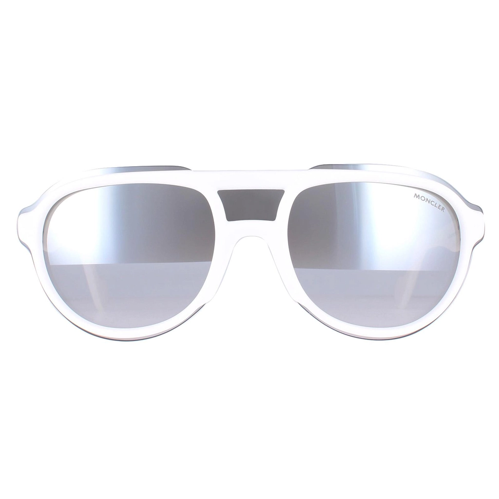 Moncler Round Unisex White Smoke Mirror ML0055 - One Size
