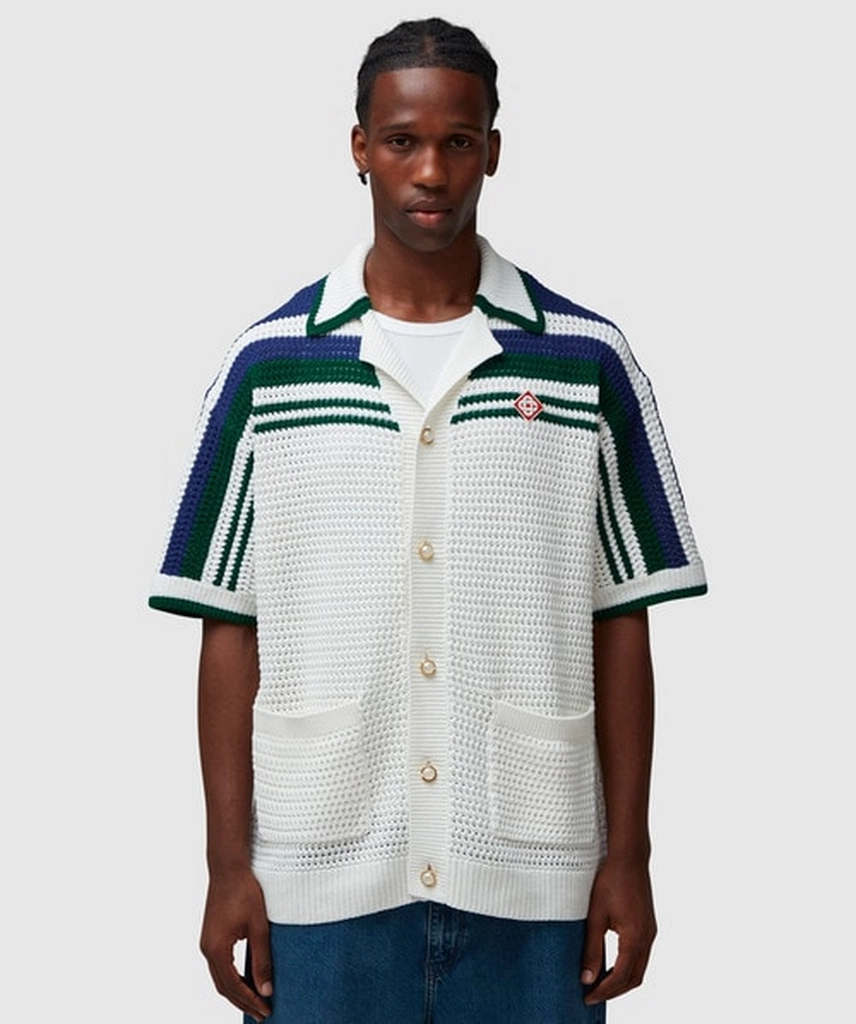 Casablanca Crochet tennis short sleeve shirt