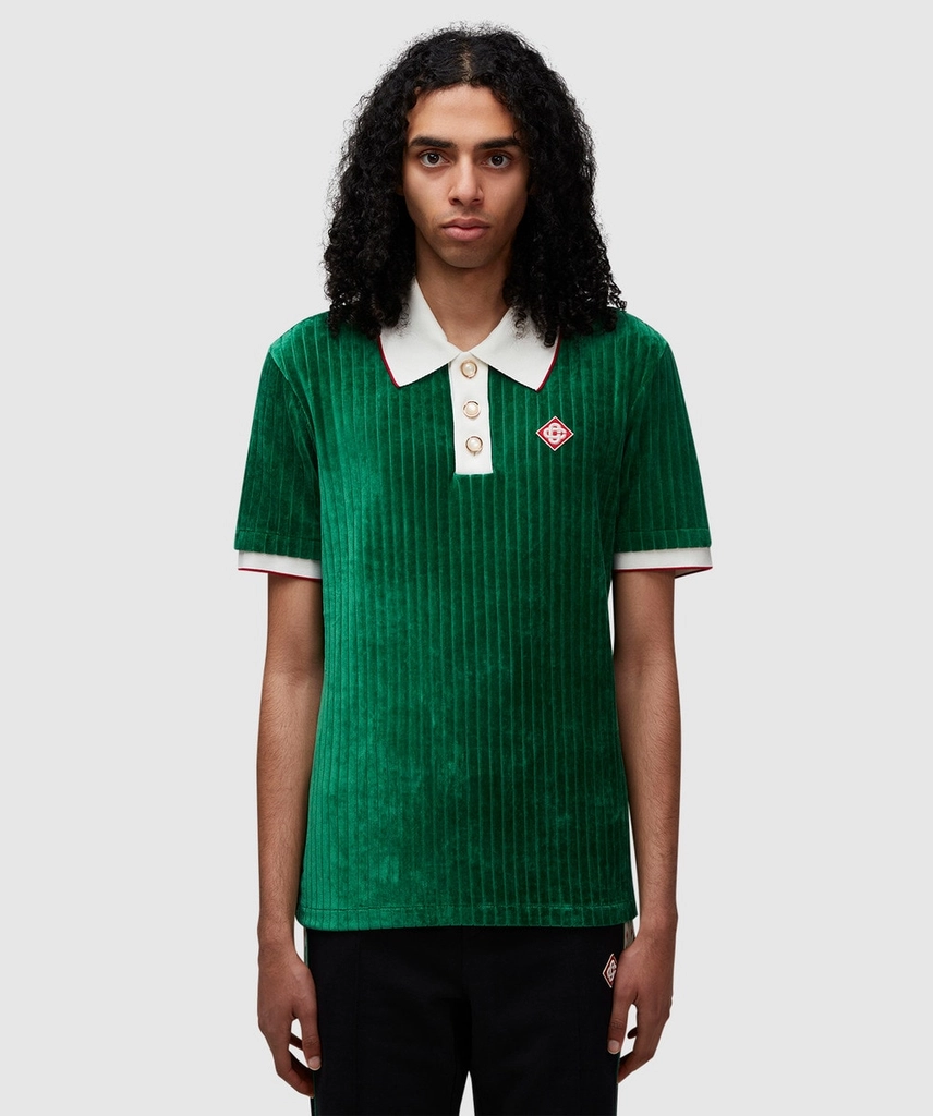 Casablanca Rib velour polo shirt