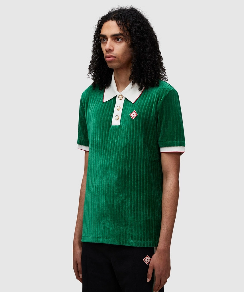 Casablanca Rib velour polo shirt