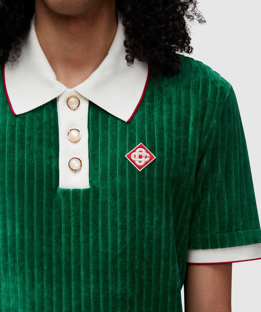 Casablanca Rib velour polo shirt