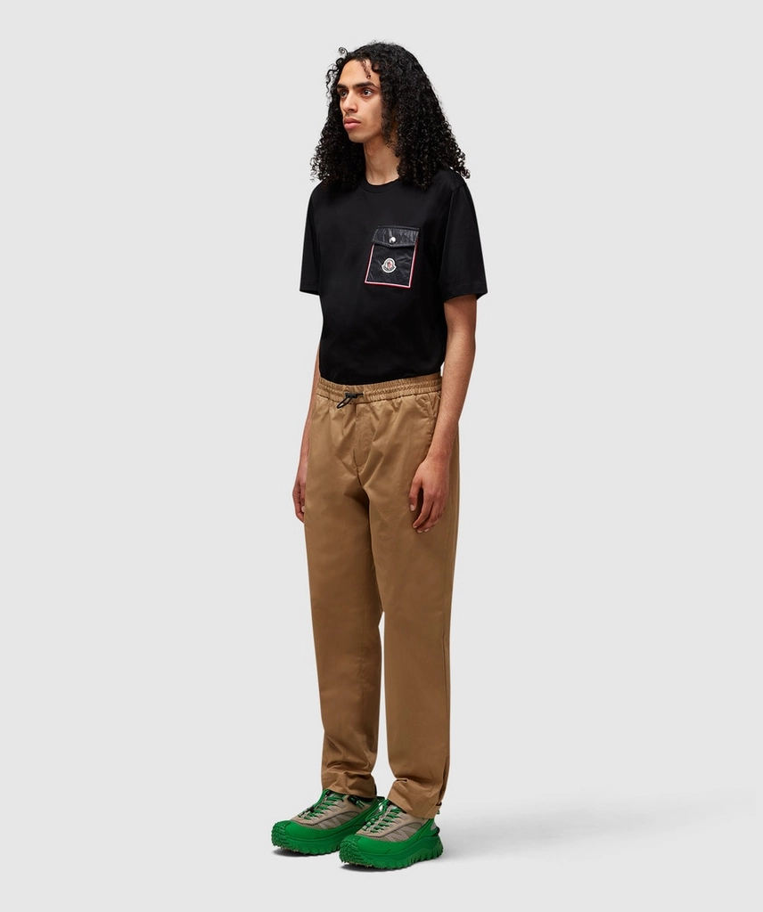 Moncler Gabardine Velcro cuff logo pant