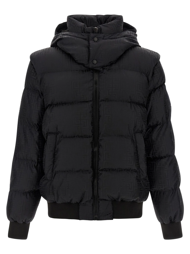 Balmain Monogram Pb Labirinto Puffer Jackets Nero-Uomo