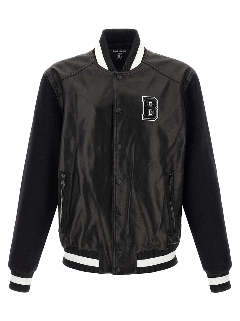 Balmain Varsity Puffer Jackets Bianco/Nero-Uomo