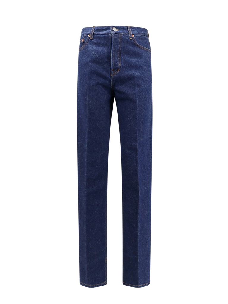 Gucci Cotton Jeans With Back Logo Patch-Uomo